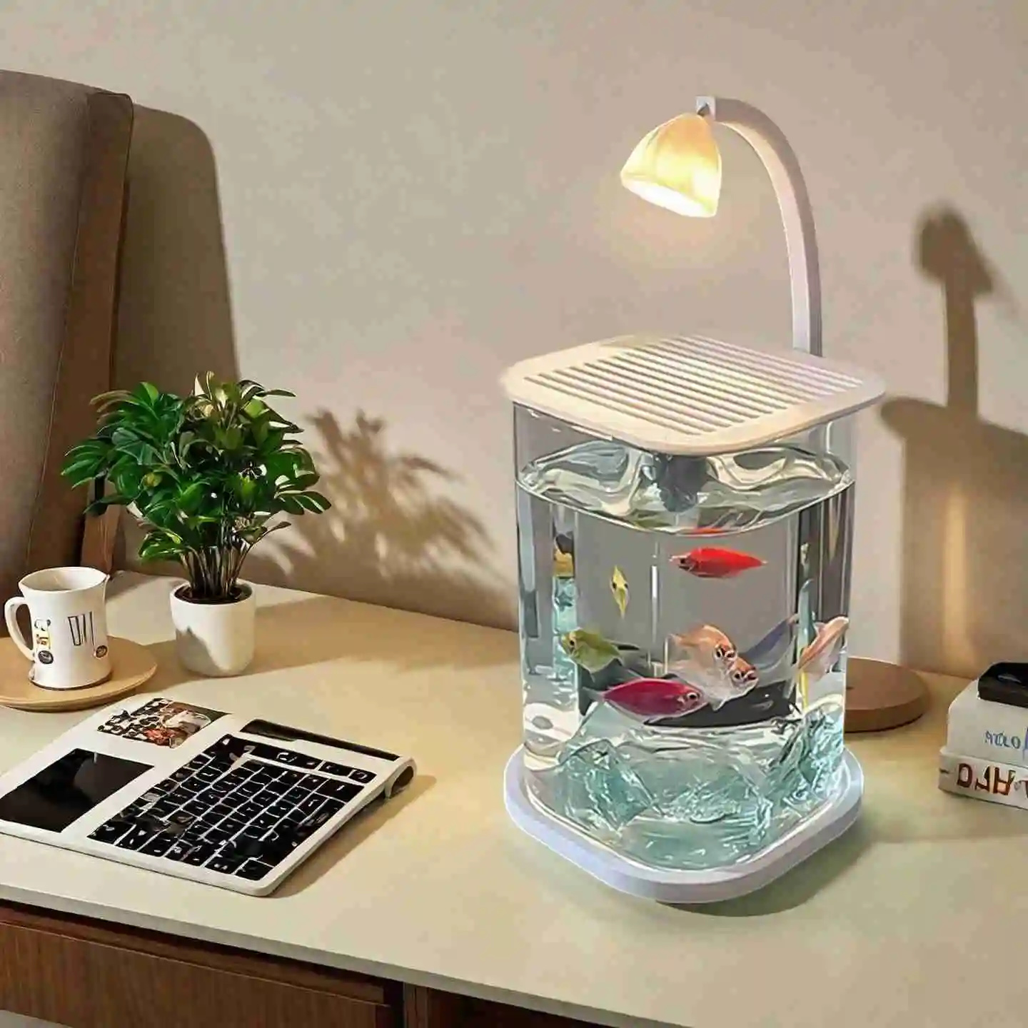 Mini Betta Fish Glass Tank Des - đánh giá và giá Fish Toy In Aquarium